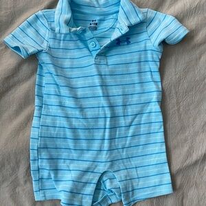 Under Armour Light Blue Striped Baby Onesie
